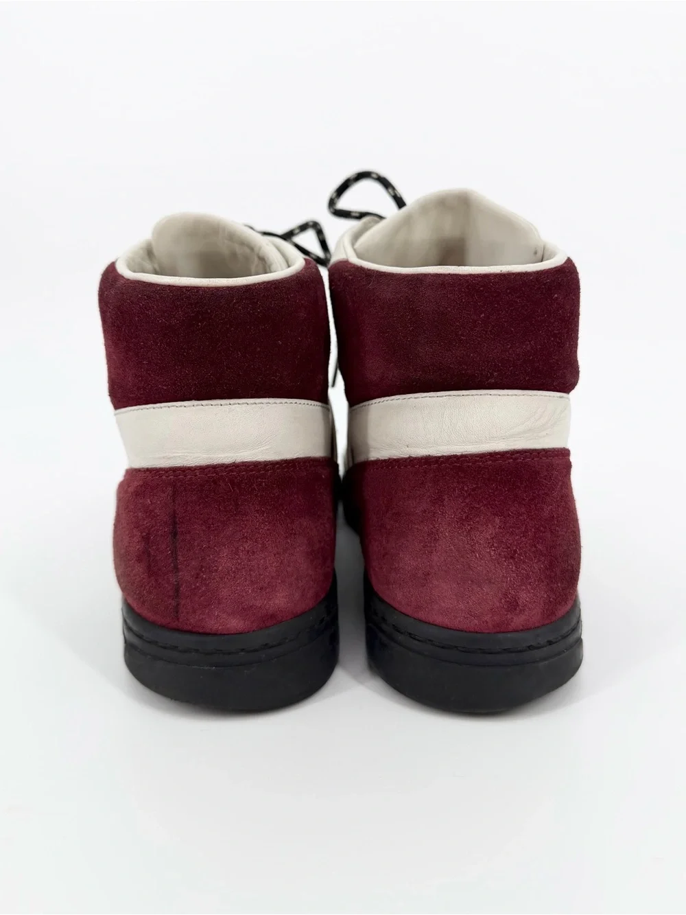 Gucci Burgundy/White GG Interlocking Leather Lace Up High Top Sneakers